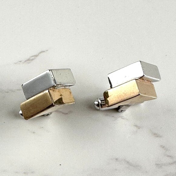 1950s Hickok Cuff Links, Gold & Silver Triangular Cuff Links - Picture 3 of 5